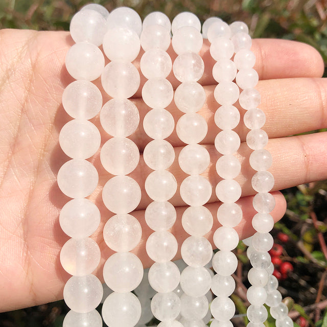 Natural White Crystal Pearls Jades Opal Stone Round