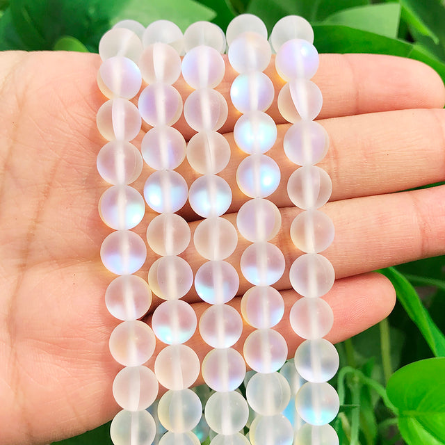 Natural White Crystal Pearls Jades Opal Stone Round