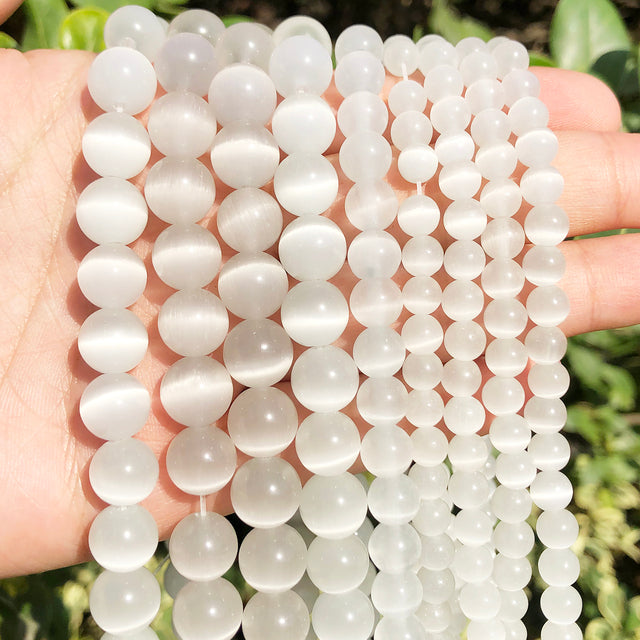 Natural White Crystal Pearls Jades Opal Stone Round