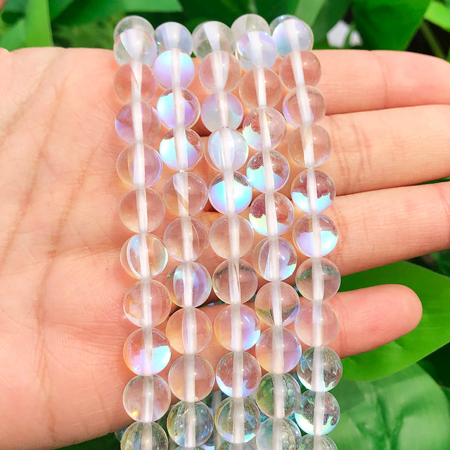 Natural White Crystal Pearls Jades Opal Stone Round