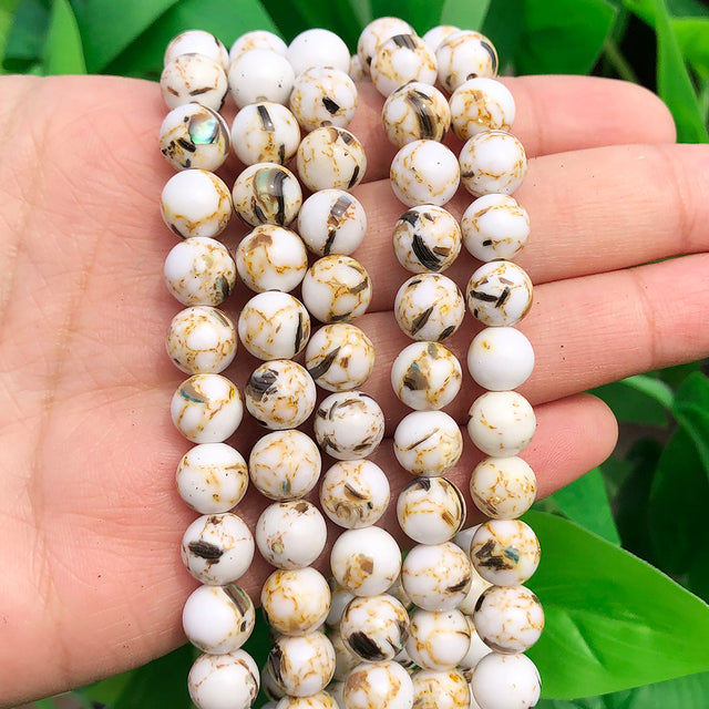 Natural White Crystal Pearls Jades Opal Stone Round