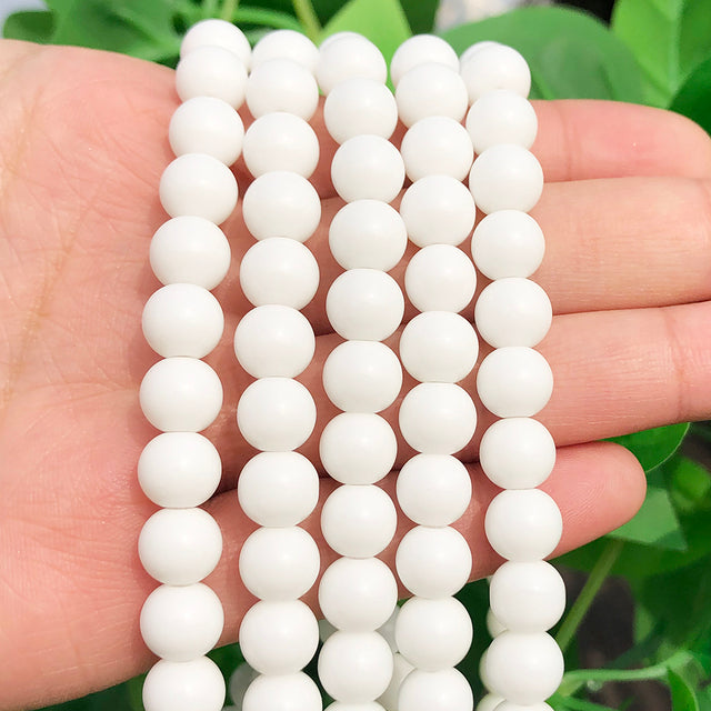 Natural White Crystal Pearls Jades Opal Stone Round