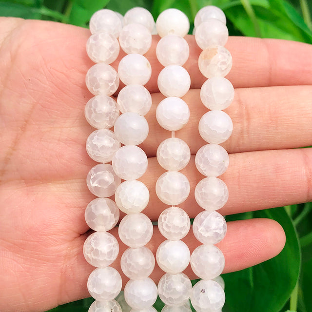 Natural White Crystal Pearls Jades Opal Stone Round