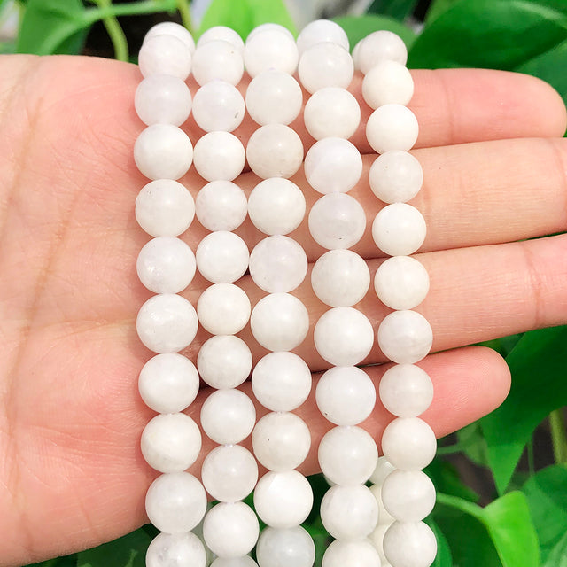 Natural White Crystal Pearls Jades Opal Stone Round