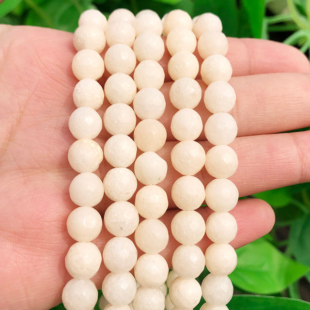 Natural White Crystal Pearls Jades Opal Stone Round