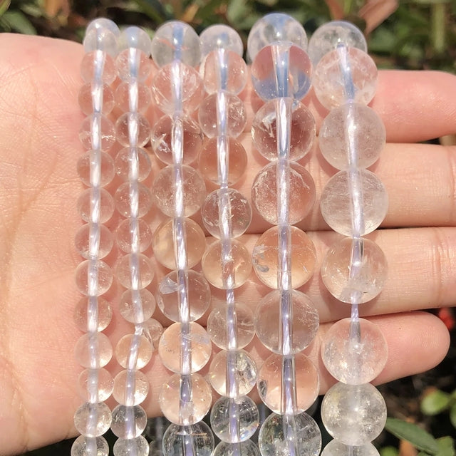 Natural White Crystal Pearls Jades Opal Stone Round