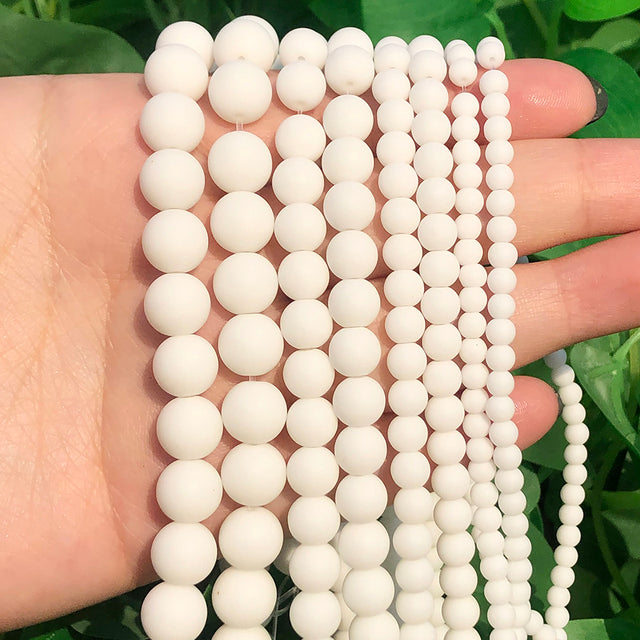 Natural White Crystal Pearls Jades Opal Stone Round