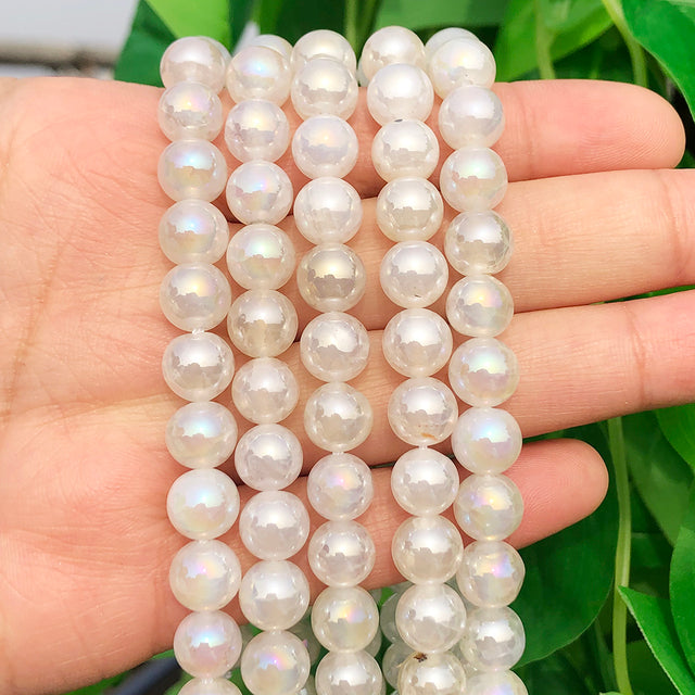 Natural White Crystal Pearls Jades Opal Stone Round