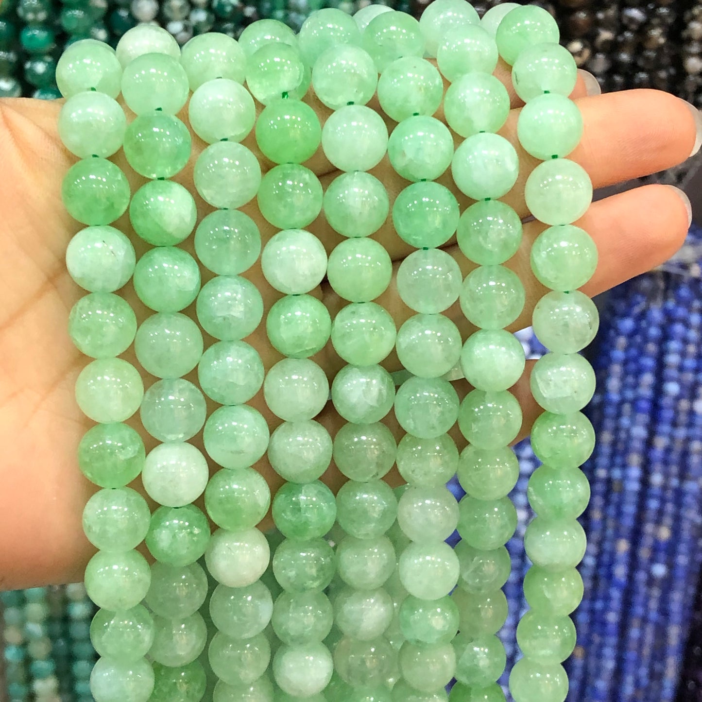 Natural Stone Chrysoprase Jades Round Loose