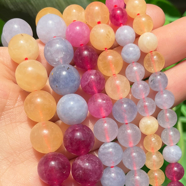 Natural Stone Dark Blue Chalcedony Jades Beads
