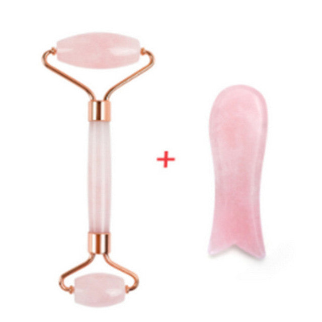 Jade Roller Heart Scraping Board Rose Quartz