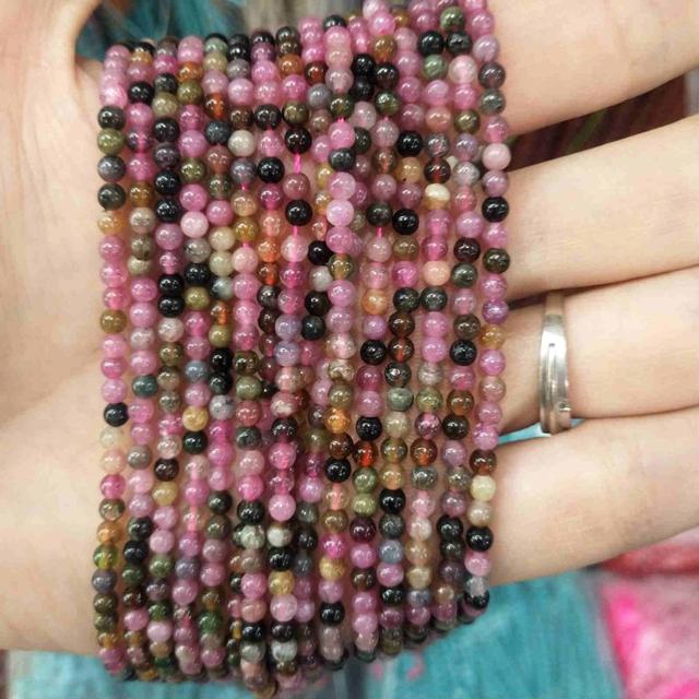 Natural Stone Round Beads Tourmaline Amethysts