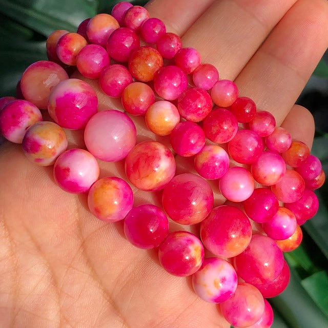 Natural Stone Orange Chalcedony Jades Beads