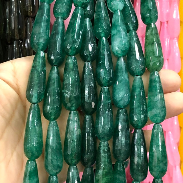 Natural Faceted Dark Red Jades Stone Water Drop