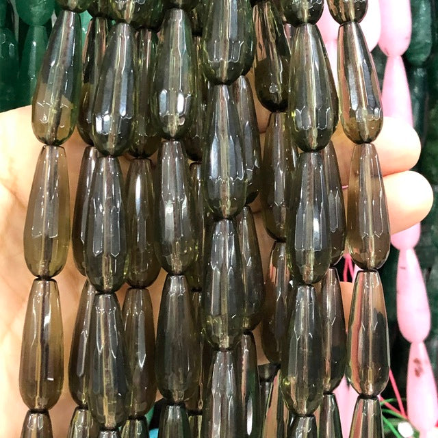 Natural Faceted Dark Red Jades Stone Water Drop