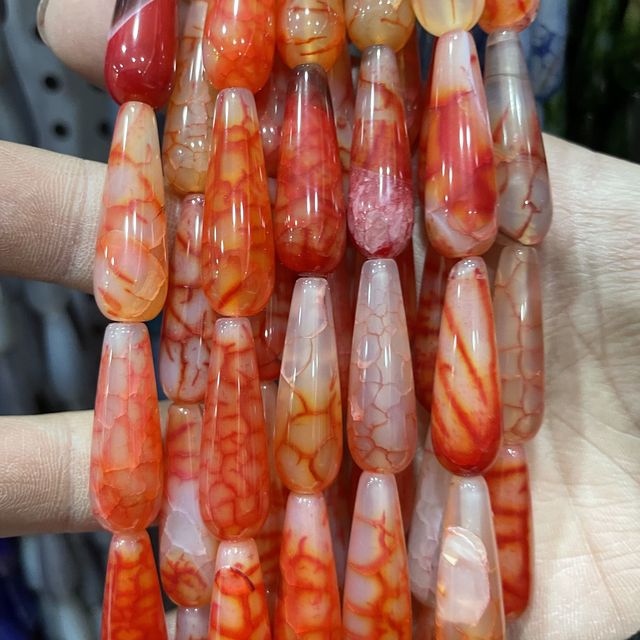 Natural Faceted Dark Red Jades Stone Water Drop