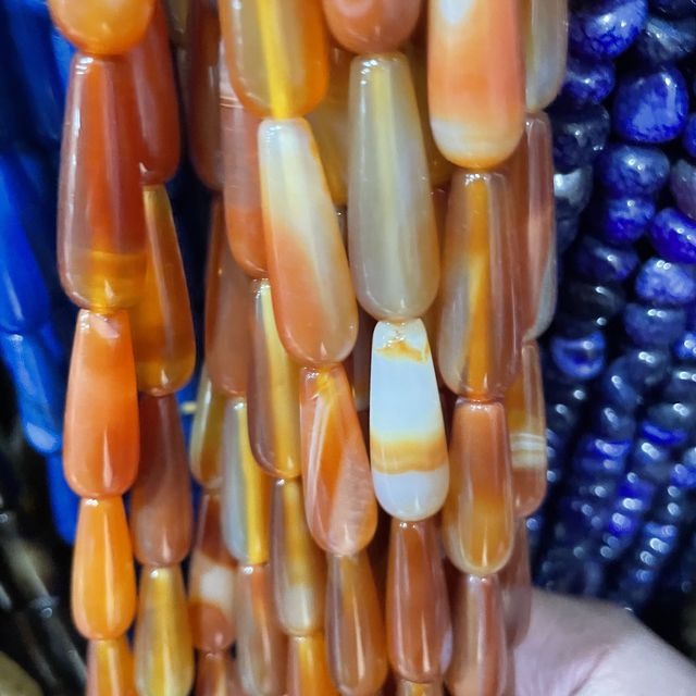 Natural Faceted Dark Red Jades Stone Water Drop