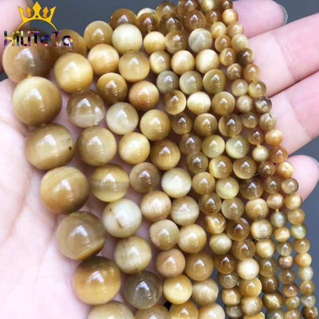 Natural Stone Beads Yellow Jades Agates Cat Eye
