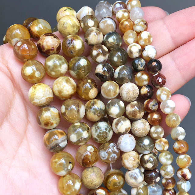 Natural Stone Beads Yellow Jades Agates Cat Eye
