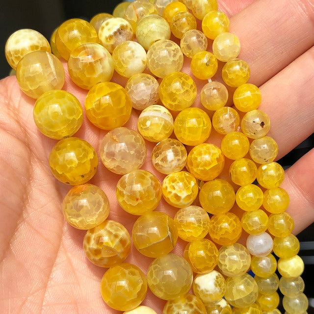 Natural Stone Beads Yellow Jades Agates Cat Eye