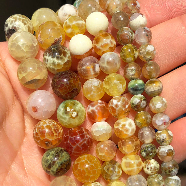Natural Stone Beads Yellow Jades Agates Cat Eye