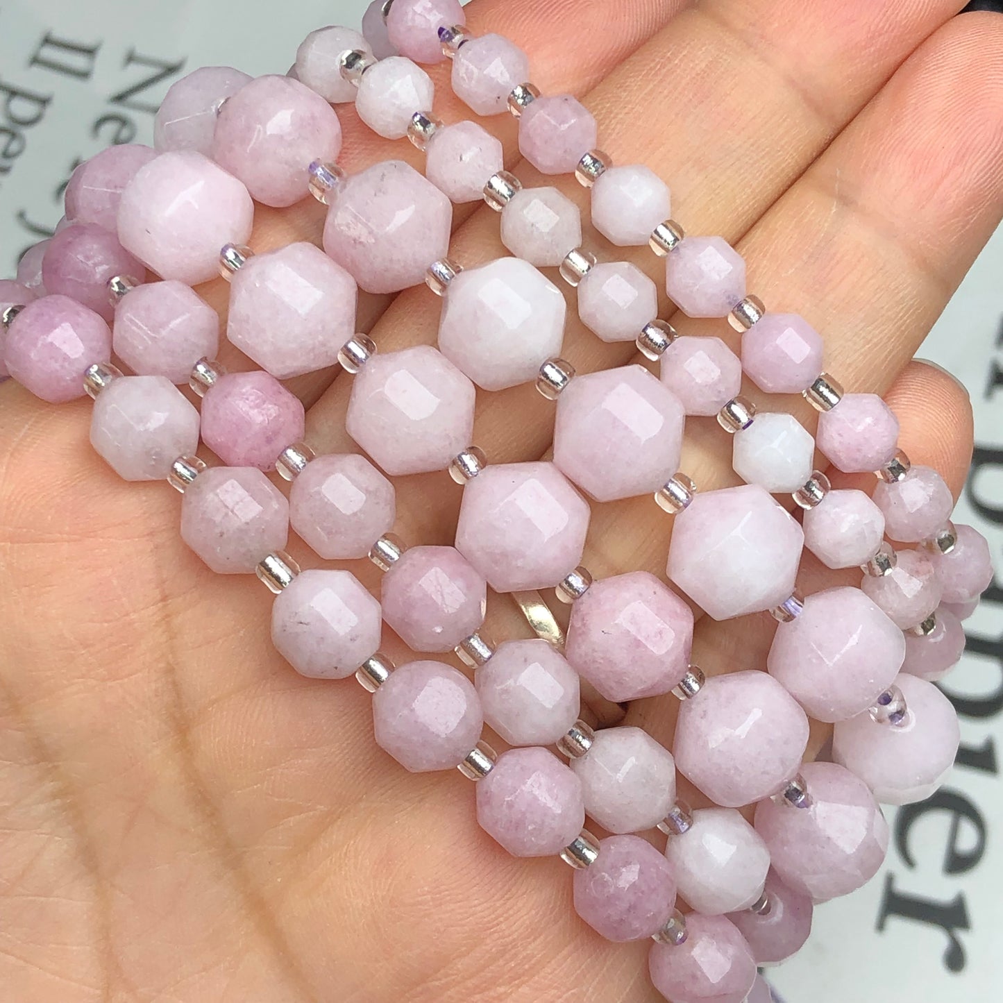 Natural Stone Faceted Purple Kunzite Spodumene Jades