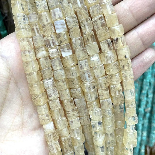 Natural Square Jades Stone Spacer Beads For Jewelry