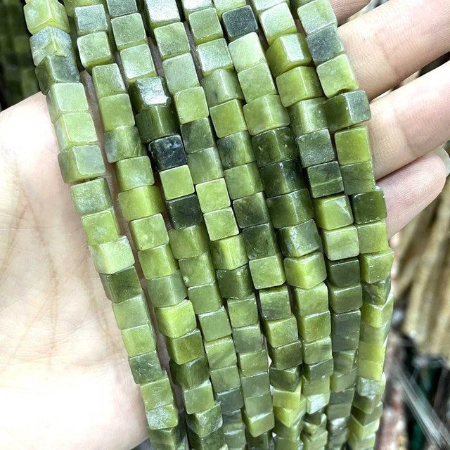 Natural Square Jades Stone Spacer Beads For Jewelry