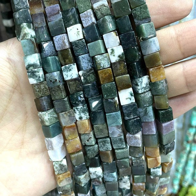 Natural Square Jades Stone Spacer Beads For Jewelry