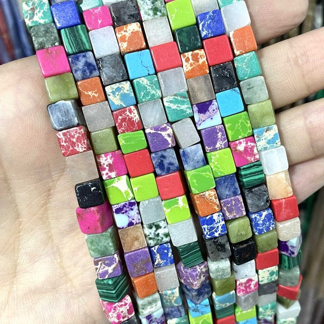 Natural Square Jades Stone Spacer Beads For Jewelry