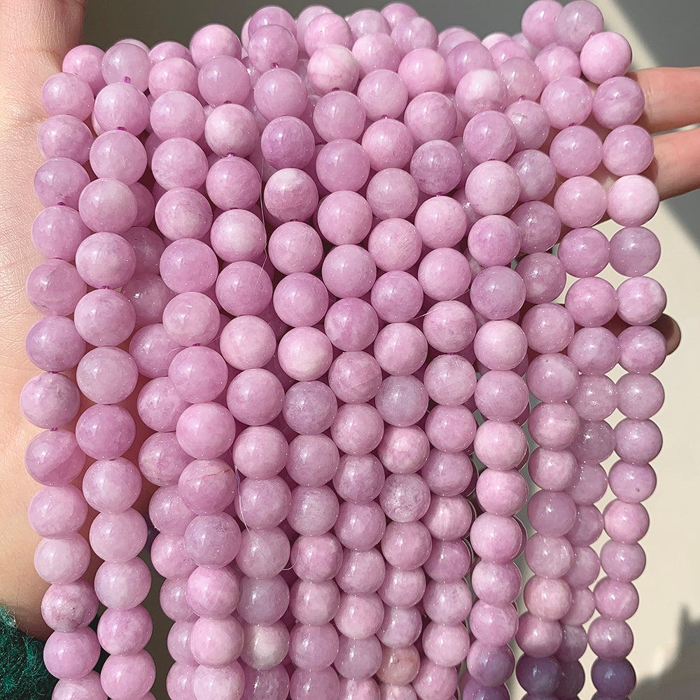 Natural Angelite Stone Purple Jades Round Loose