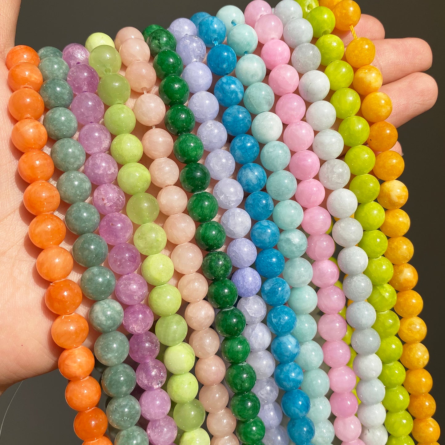 Natural Jades Chalcedony Angelite Stone Beads