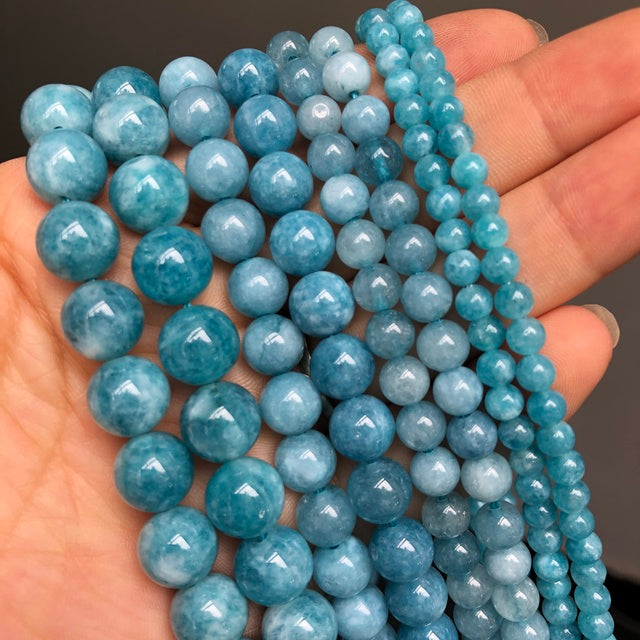 Natural Jades Chalcedony Angelite Stone Beads