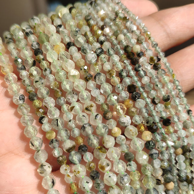 Small Natural Faceted Stone Bead Green Mica