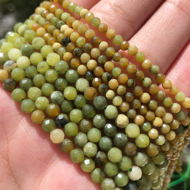 Small Natural Faceted Stone Bead Green Mica