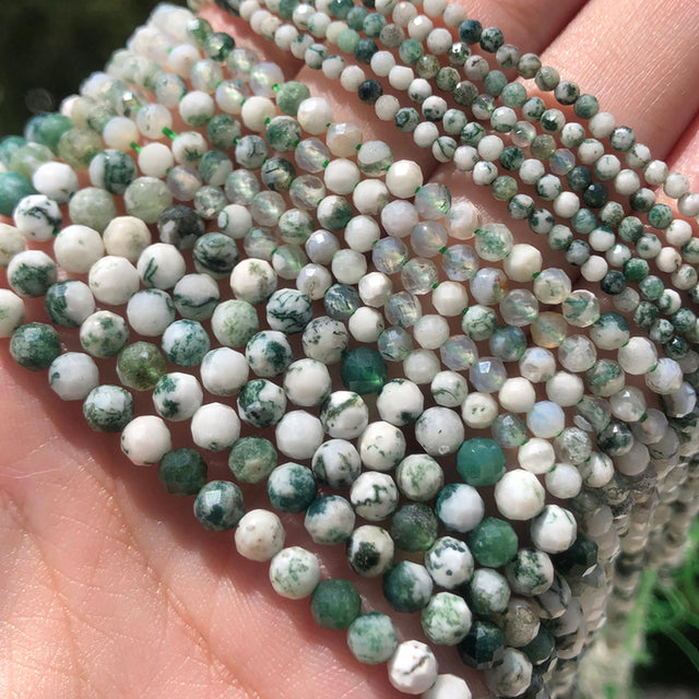 Small Natural Faceted Stone Bead Green Mica