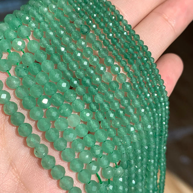 Small Natural Faceted Stone Bead Green Mica