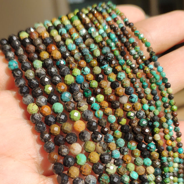Small Natural Faceted Stone Bead Green Mica