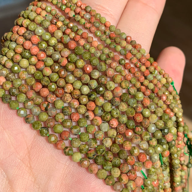 Small Natural Faceted Stone Bead Green Mica