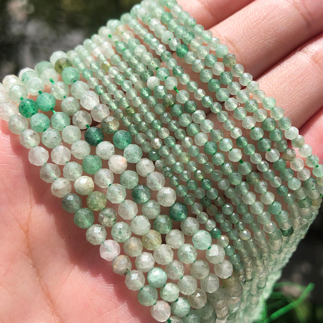 Small Natural Faceted Stone Bead Green Mica