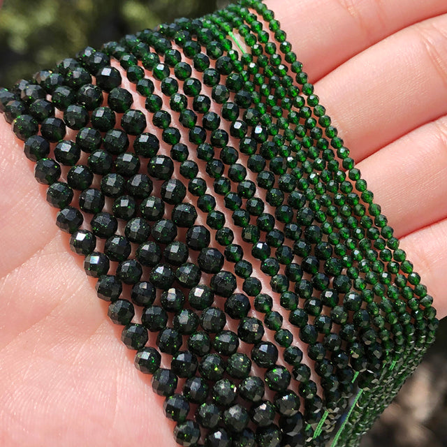 Small Natural Faceted Stone Bead Green Mica