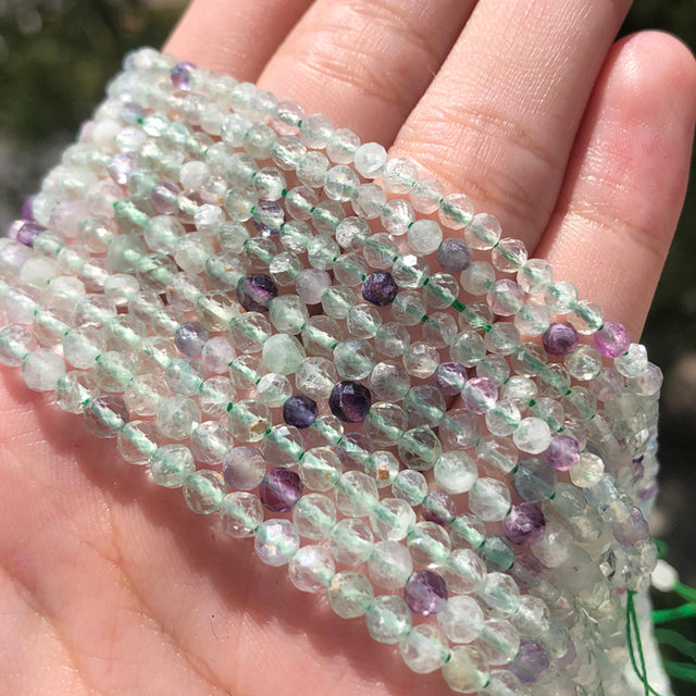Small Natural Faceted Stone Bead Green Mica