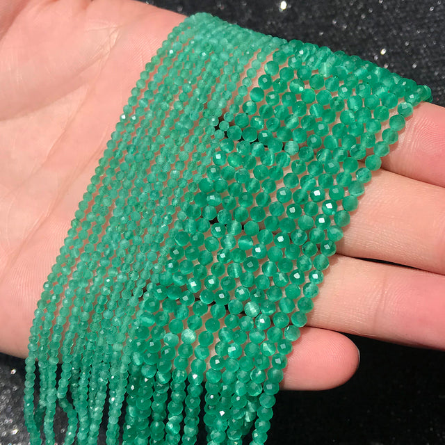 Small Natural Faceted Stone Bead Green Mica