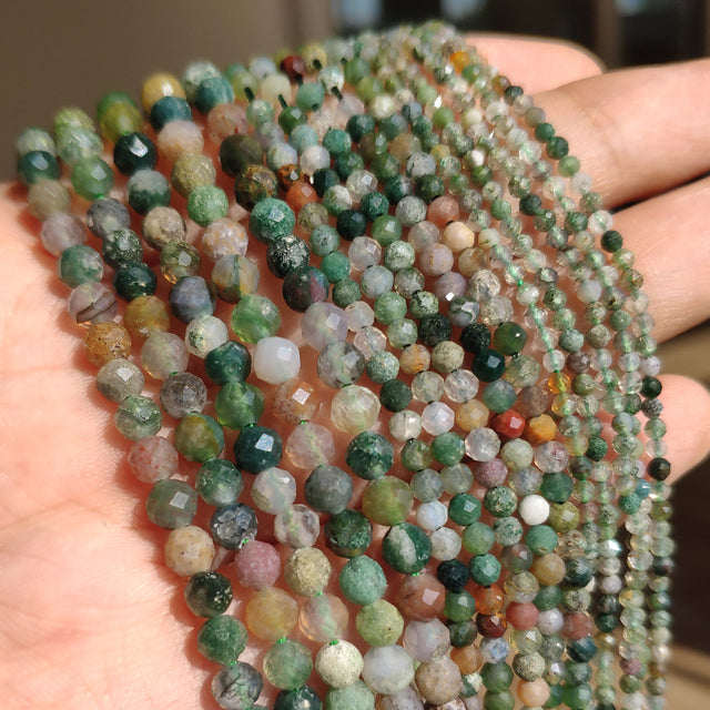 Small Natural Faceted Stone Bead Green Mica