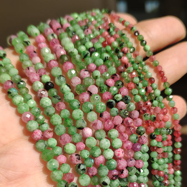 Small Natural Faceted Stone Bead Green Mica