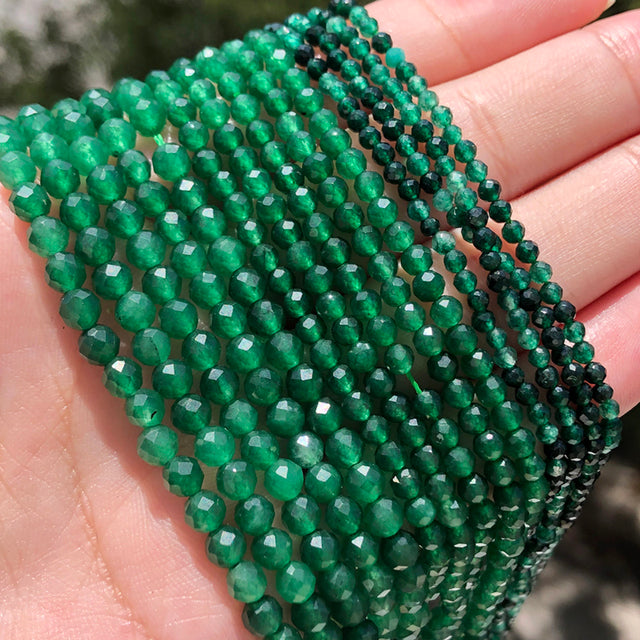 Small Natural Faceted Stone Bead Green Mica