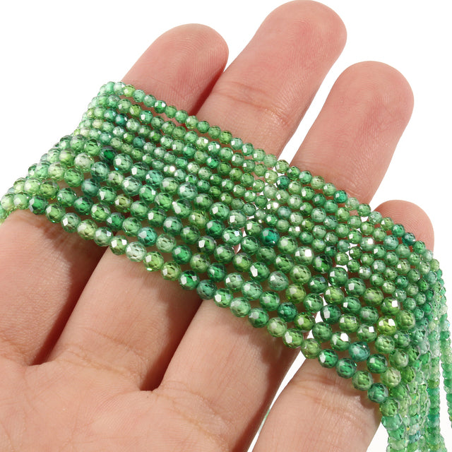 Small Natural Faceted Stone Bead Green Mica
