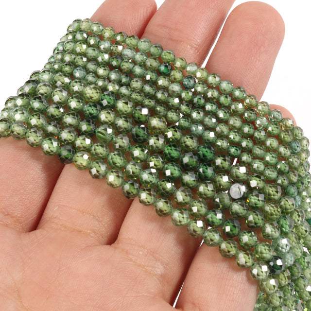 Small Natural Faceted Stone Bead Green Mica