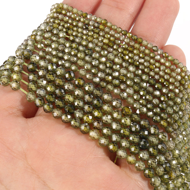 Small Natural Faceted Stone Bead Green Mica