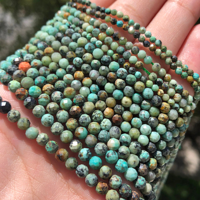 Small Natural Faceted Stone Bead Green Mica